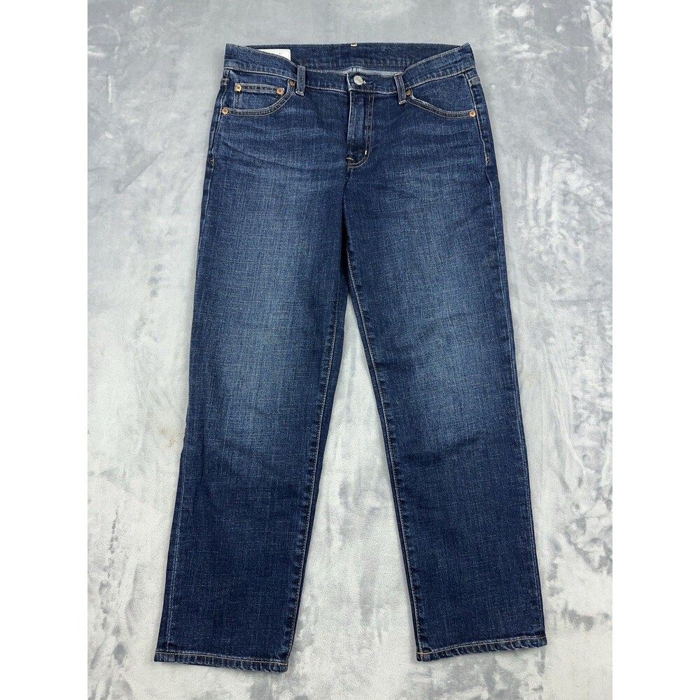GAP Girlfriend Jeans Womens Size 4R 27 Dark Wash Mid Rise Tapered Ankle Stretch